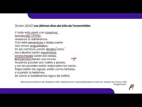 Thumbnail da aula: ENEM 2024 - TIPOLOGÍA TEXTUAL | Los últimos días del sitio de Tenochtitlán...