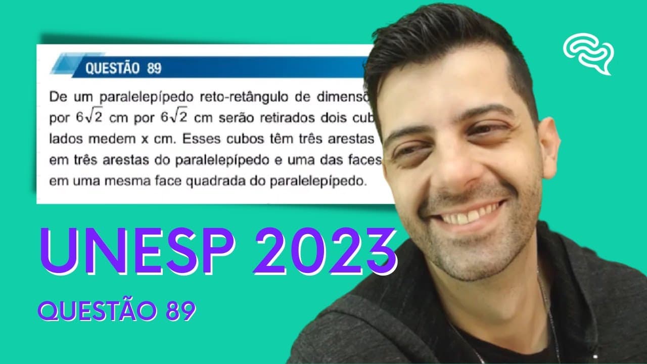 Thumbnail: UNESP 2023 - Q89 - De um paralelepípedo reto retângulo de dimensões