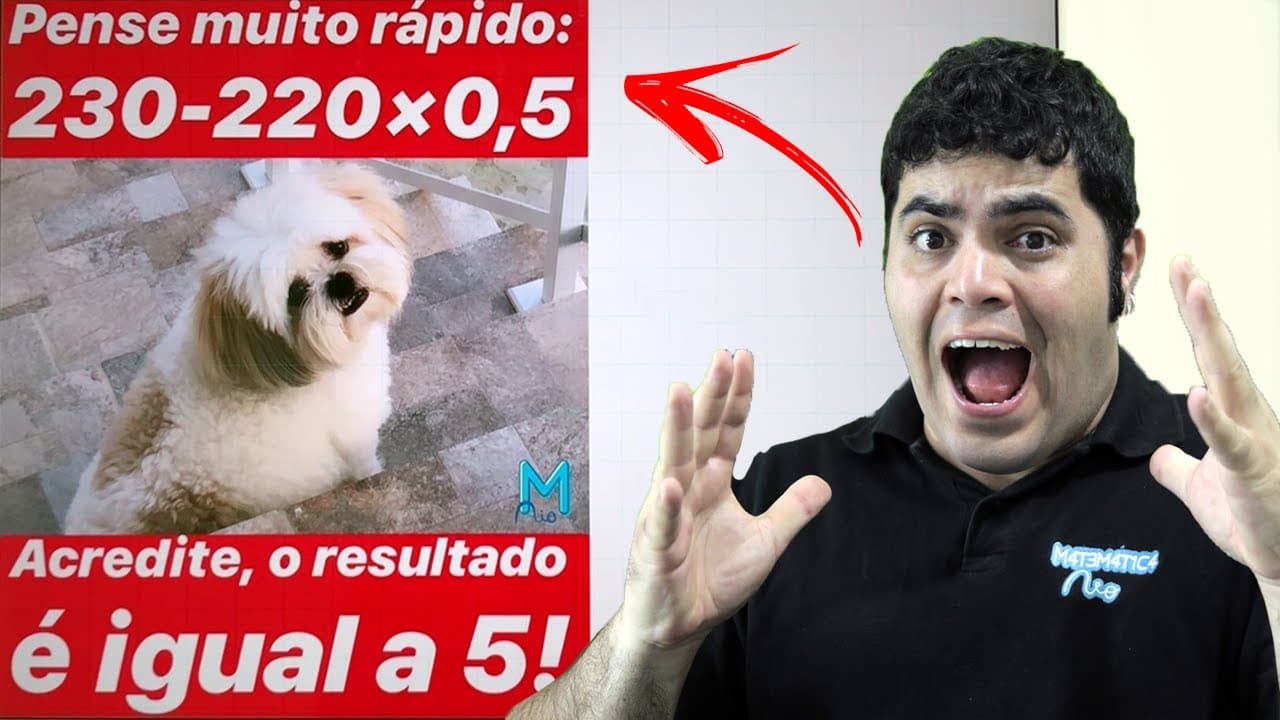Thumbnail: 230-220×0,5 ⚠️ Acredite, o Resultado É IGUAL A 5! 🤯 Você Consegue Resolver com Raciocínio Lógico?