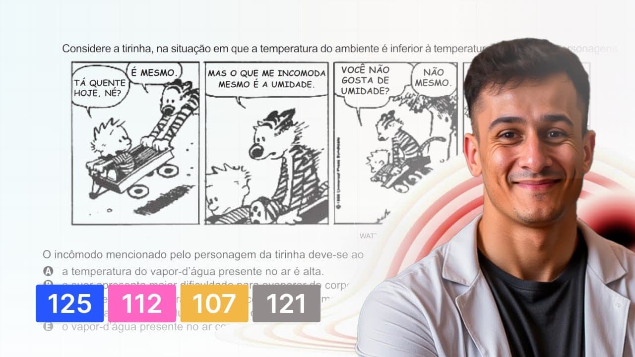 Thumbnail: ENEM 2021 — Considere a tirinha, na situação em que a temperatura do ambiente é inferior à
