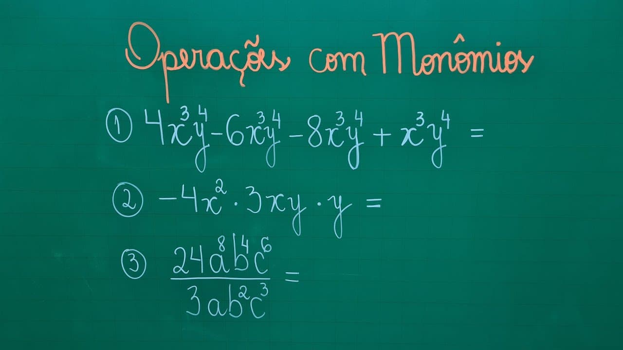 Thumbnail: MONÔMIOS - Adição, Subtração, Multiplicação e Divisão com Monômios - Professora Angela Matemática