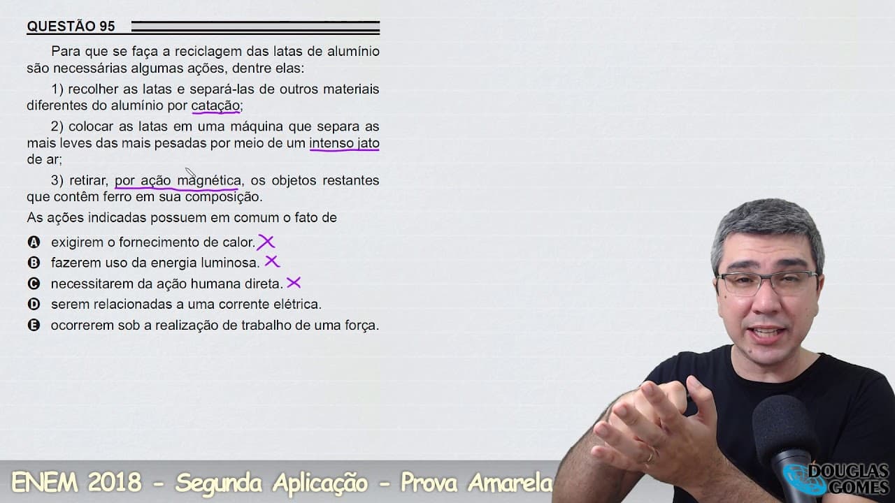 Thumbnail: Resolução/correção ENEM 2018 Segunda aplicação Amarela 95
