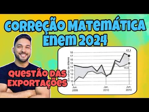 Thumbnail da aula: CORREÇÃO ENEM 2024 - MATEMÁTICA | O gráfico apresenta o valor total de exportações e o valor total..