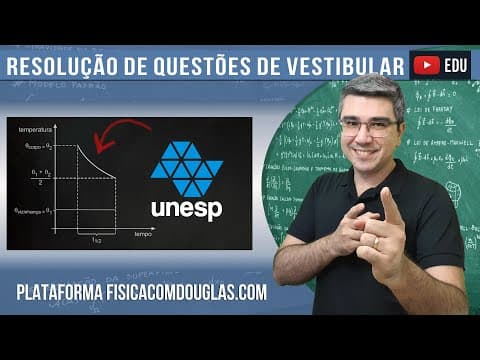 Thumbnail da aula: UNESP 2019. Calor sensível e meia-vida térmica | Resolução/comentário/correção