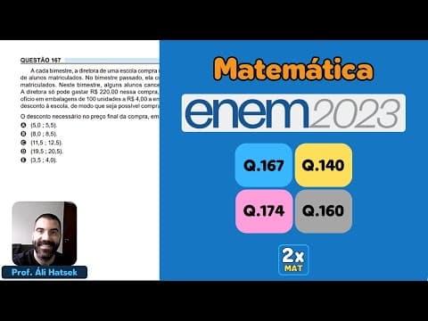 Thumbnail da aula: Resolução Matemática ENEM 2023 - Questão 167 - Caderno Azul - A cada bimestre a diretora