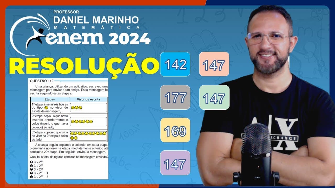 Thumbnail: 🔴 RESOLUÇÃO DO ENEM 2024 | MATEMÁTICA | CADERNO AZUL - Questão 142