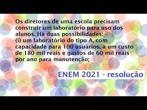 Thumbnail da aula: Os diretores de uma escola precisam construir um laboratório Resolução  Enem 2021
