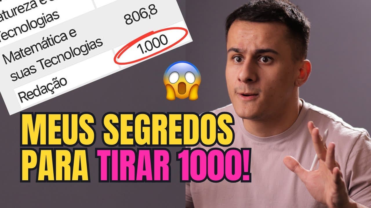 Thumbnail: LENDO MINHA REDAÇÃO NOTA 1000 (assista e aprenda a fazer igual)