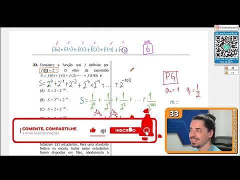 Thumbnail da aula: [UFRGS 2018] 33 - Considere a função real ⨍ definida por ⨍(𝑥)= 2ˣ. O valor da expressão