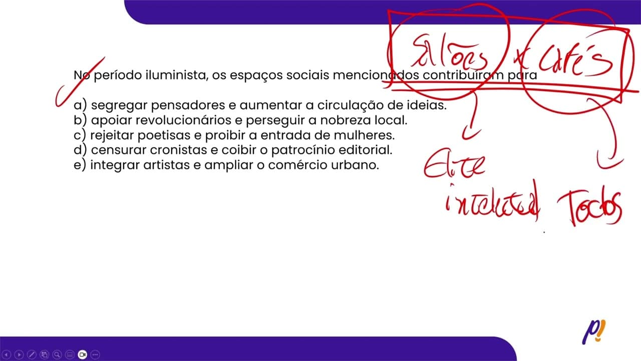 Thumbnail: ENEM 2024 - FILOSOFIA CONTEMPORÂNEA | Os salões permitiam aos escritores da época do...