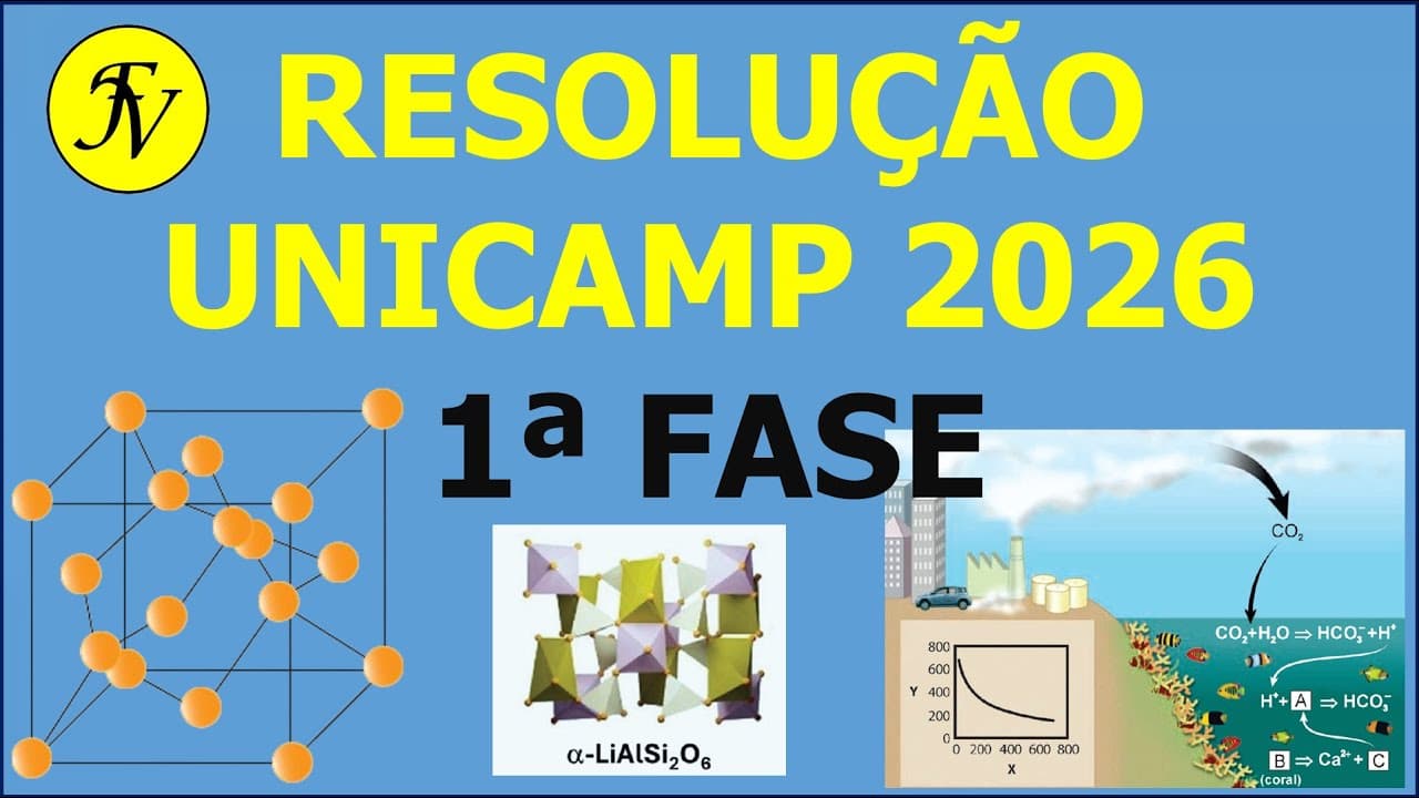 Thumbnail: UNICAMP 2026 - Resolução QUÍMICA - 1ª FASE - 7 Questões