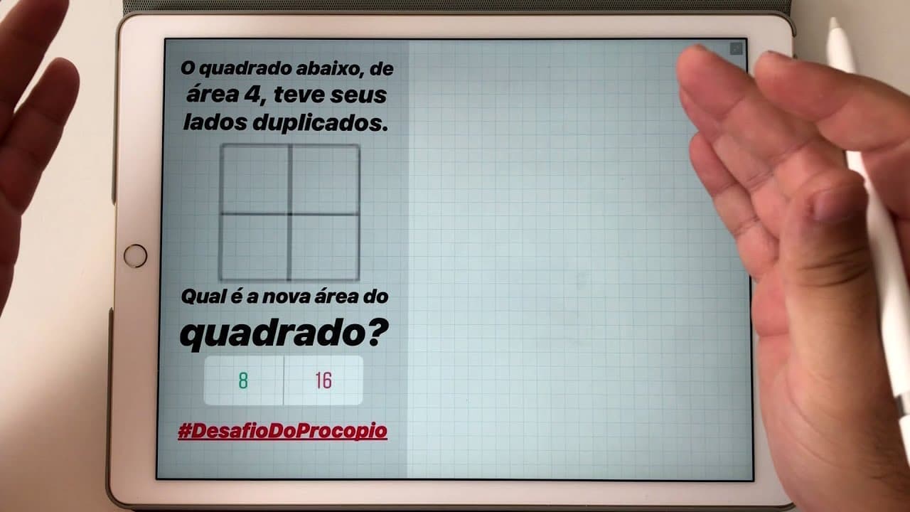 Thumbnail: 🤯 VOCÊ CONSEGUE RESOLVER O DESAFIO DO LADO E DA ÁREA DO QUADRADO? #DesafioDoProcopio