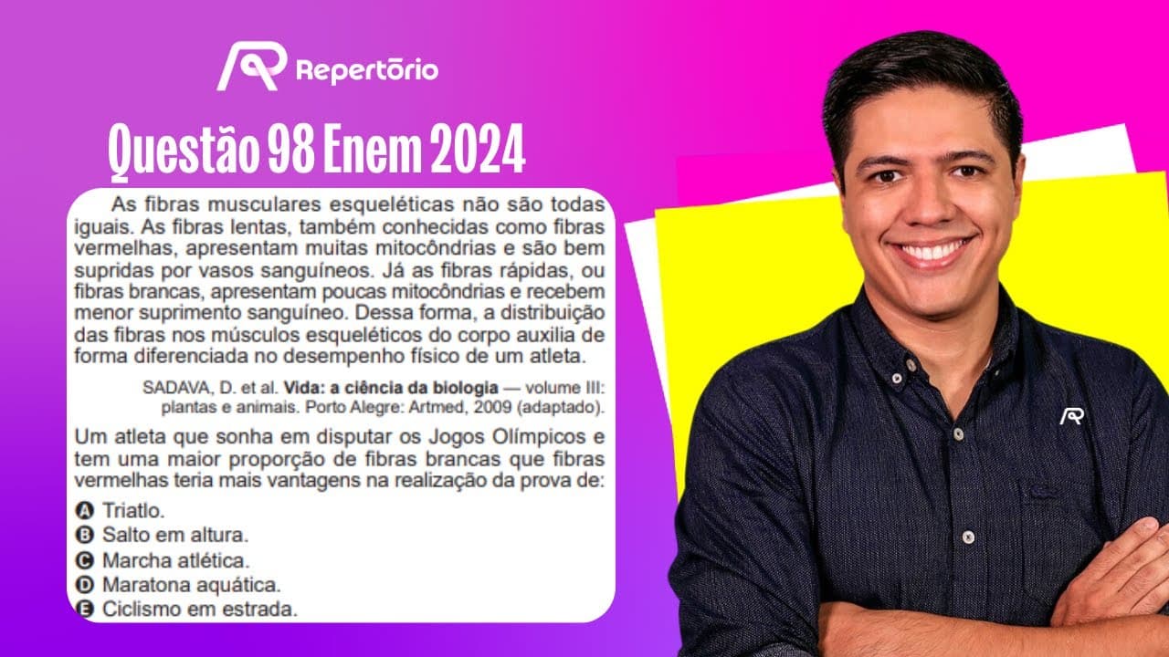 Thumbnail: [ENEM 2024] Questão 98: As fibras musculares esqueléticas...
