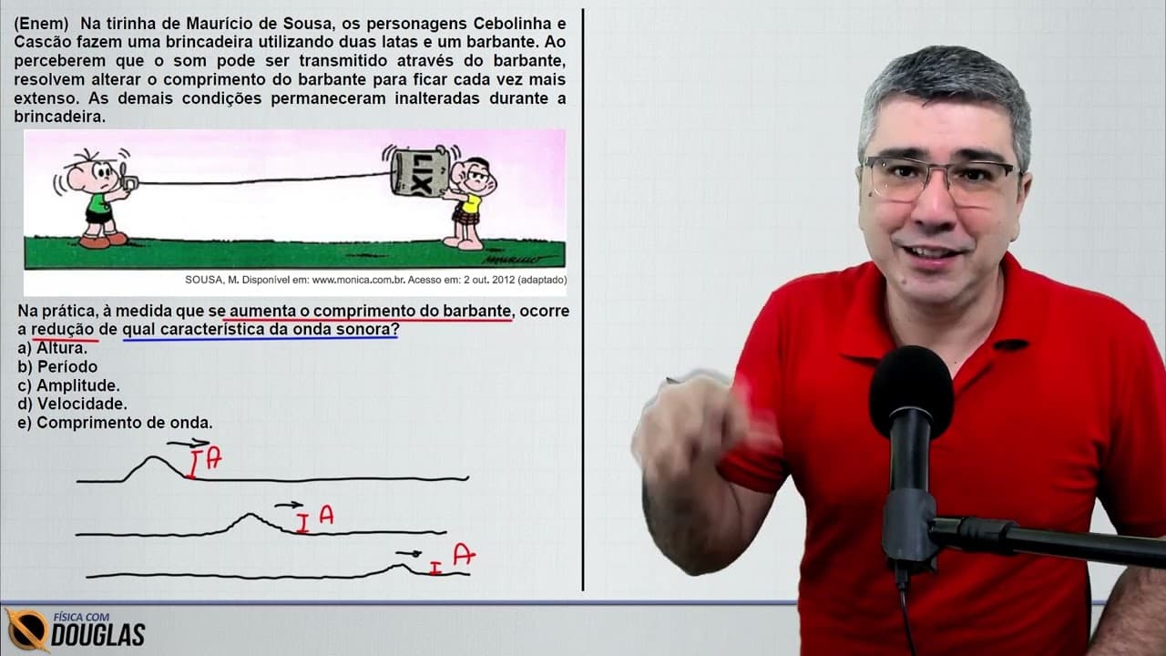 Thumbnail: ENEM 2023 Na tirinha de Maurício de Sousa, os personagens Cebolinha e Cascão fazem uma brincadeira