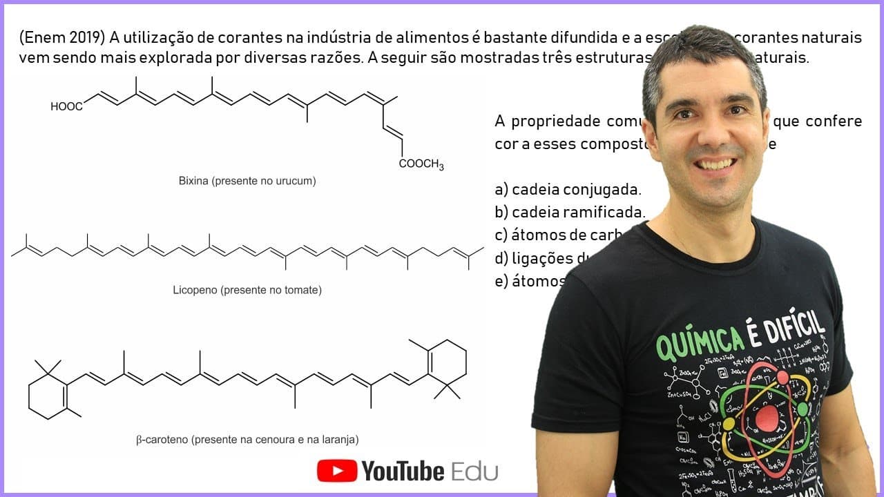 Thumbnail: QUÍMICA ENEM 2019! "A utilização de corantes na indústria de alimentos é bastante difundida..."