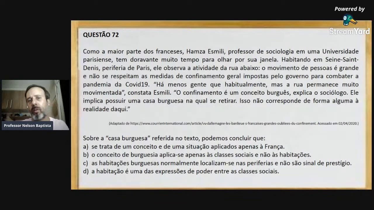 Thumbnail: Correção da questão 72 UNICAMP 2020