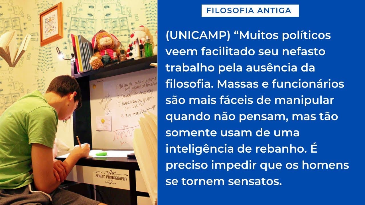 Thumbnail: 02. (UNICAMP) Muitos políticos veem facilitado seu nefasto trabalho pela ausência da filosofia