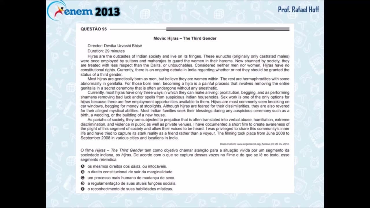 Thumbnail: Inglês Enem 2013 PPL: compreensão de texto (filme).