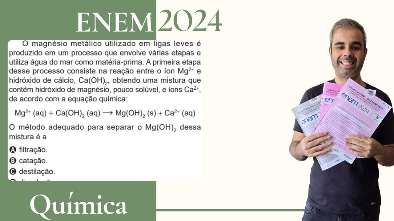 Thumbnail: ENEM 2024 - O magnésio metálico utilizado em ligas leves é produzido em um processo que envolve