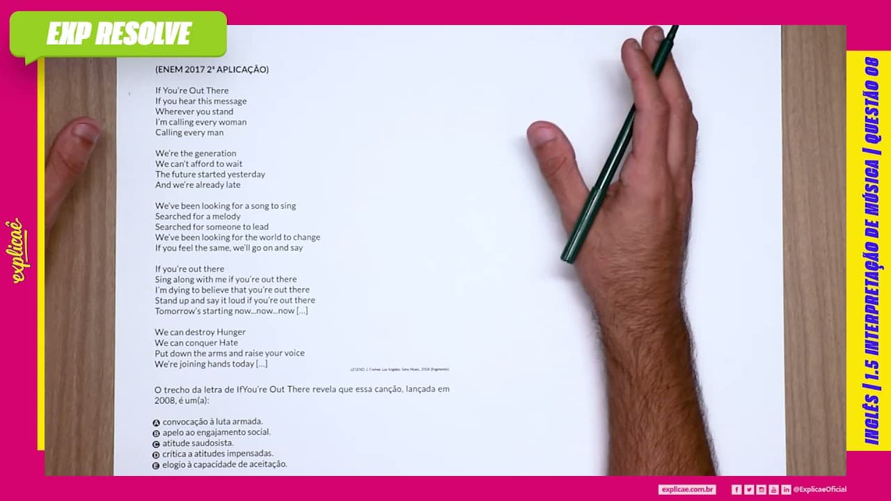 Thumbnail: IF YOU’RE OUT THERE IF YOU HEAR THIS MESSAGE WHEREVER YOU STAND I’M (...) | INTERPRETAÇÃO DE MÚSICA