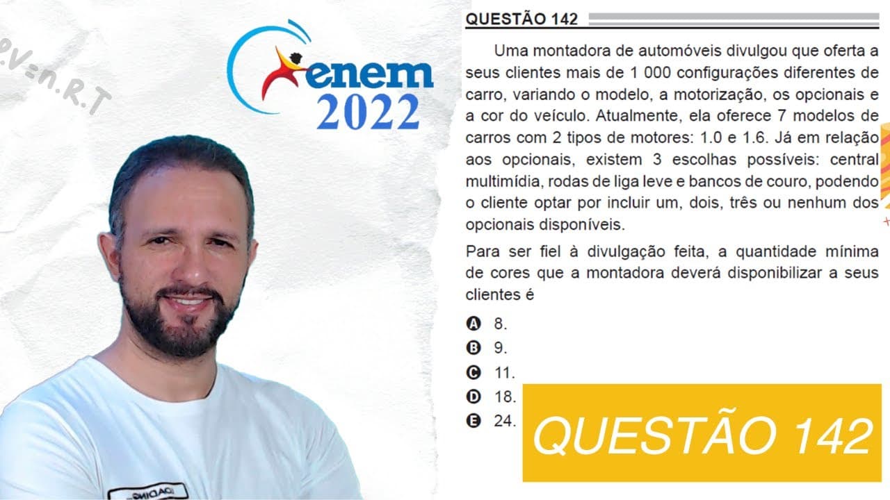 Thumbnail: RESOLUÇÃO DO ENEM 2022 | MATEMÁTICA | CADERNO AZUL - Questão 142