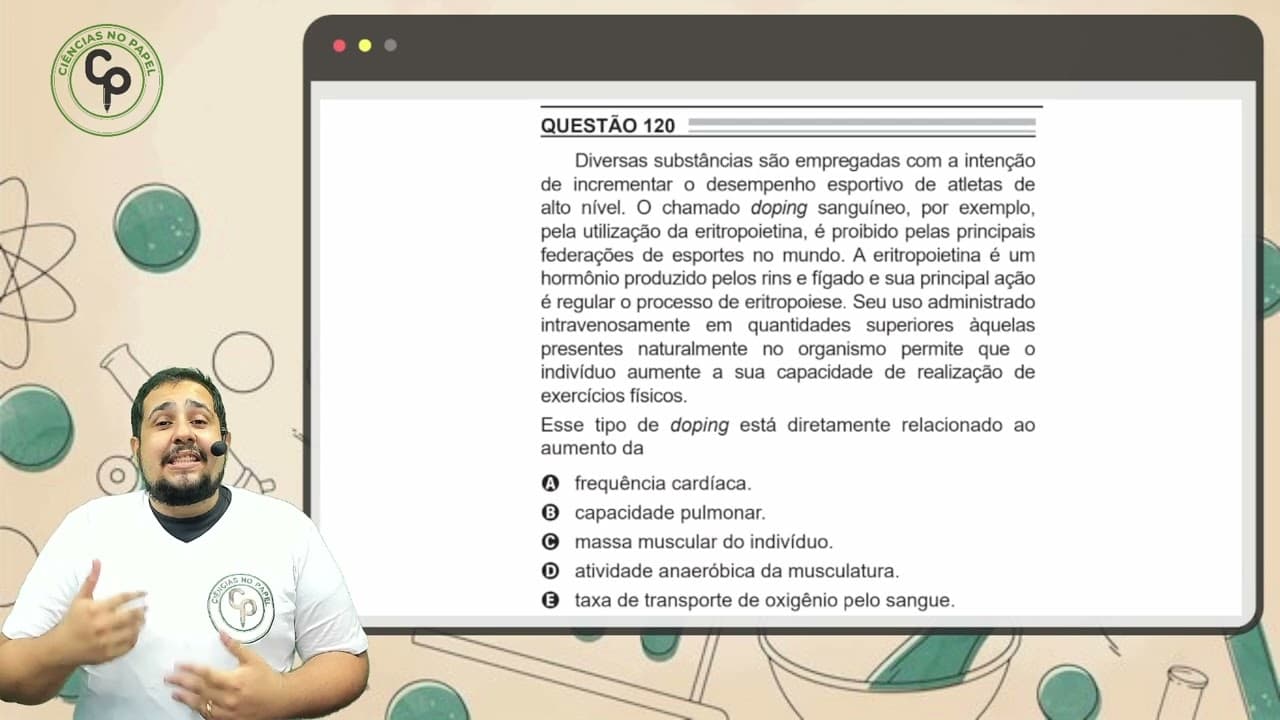 Thumbnail: ENEM 2022 - Diversas substâncias são empregadas com a intenção de incrementar o desempenho esportivo