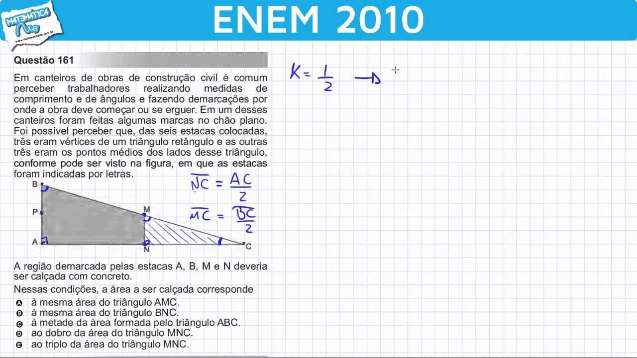 Thumbnail: ENEM 2010 Matemática #26 - Semelhança de Triângulos