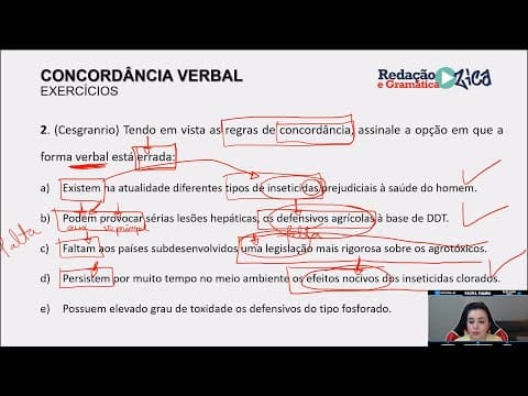 Thumbnail da aula: CONCORDÂNCIA VERBAL: RESOLUÇÃO DE EXERCÍCIOS - Profa. Pamba
