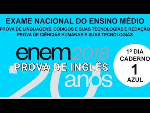 Thumbnail da aula: [LIVE] Inglês para o Enem | Resolução da Prova de 2018
