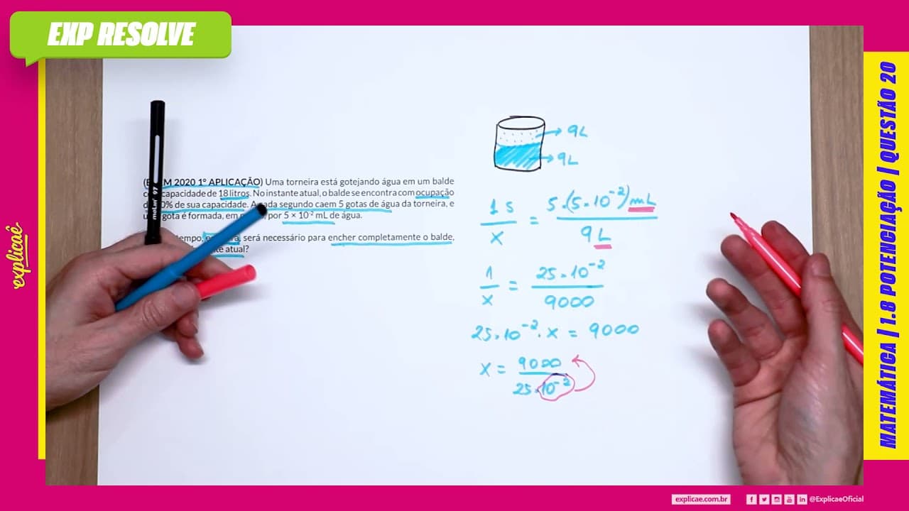 Thumbnail: UMA TORNEIRA ESTÁ GOTEJANDO ÁGUA EM UM BALDE COM CAPACIDADE DE 18 LITROS (...) | POTENCIAÇÃO