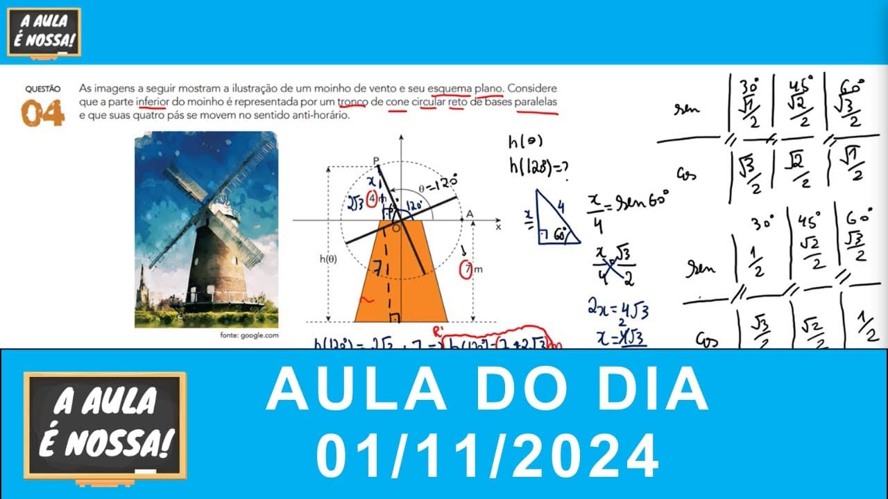 Thumbnail: A Aula é Nossa 01/11/2024) | Aula Completa (RESOLUÇÃO UERJ 2023 EXAME DISCURSIVO - QUESTÕES 01 À 04)