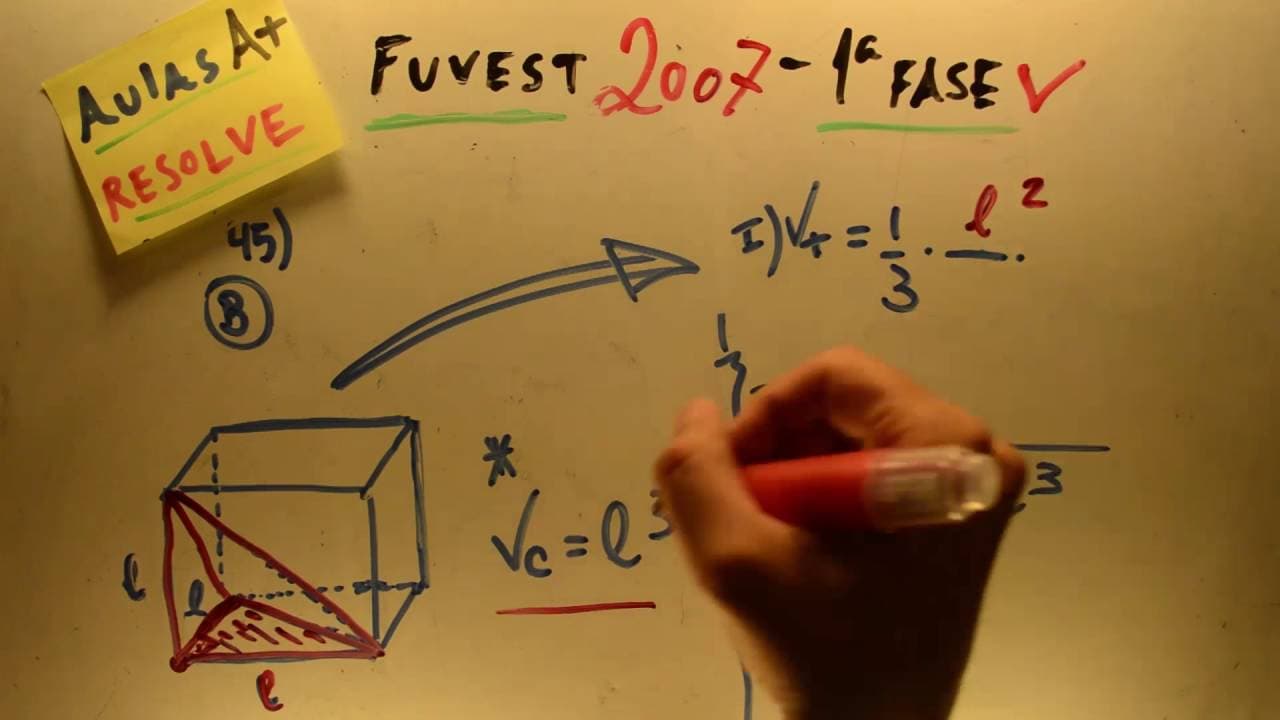 Thumbnail: FUVEST 2014 - Matemática 45b - Volume de Sólidos - 1ª fase - Aulas A+ Resolve