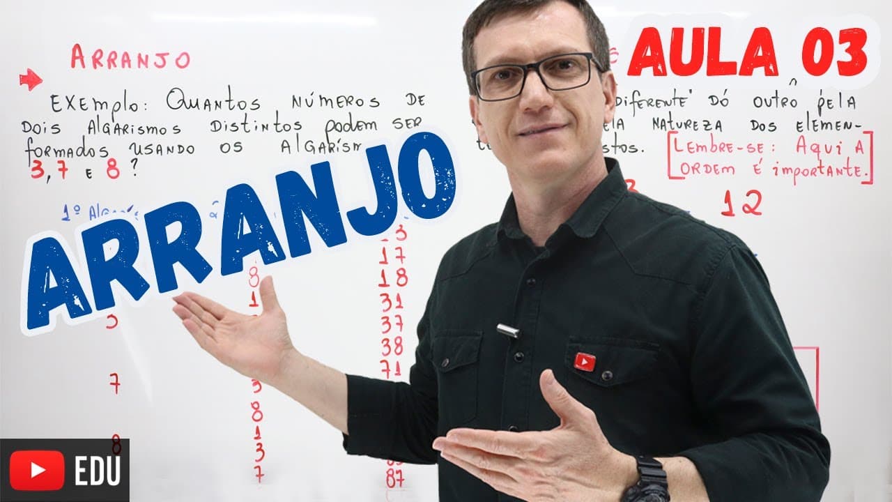 Thumbnail: ARRANJO | ANÁLISE COMBINATÓRIA | Professor Boaro AULA 3