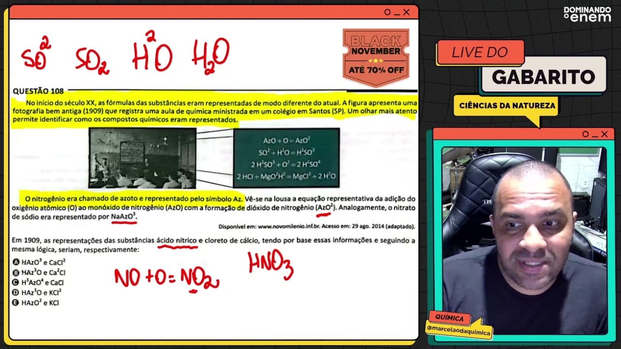 Thumbnail: ENEM 2025: "No início do século XX, as fórmulas das substâncias eram representadas de modo diferente