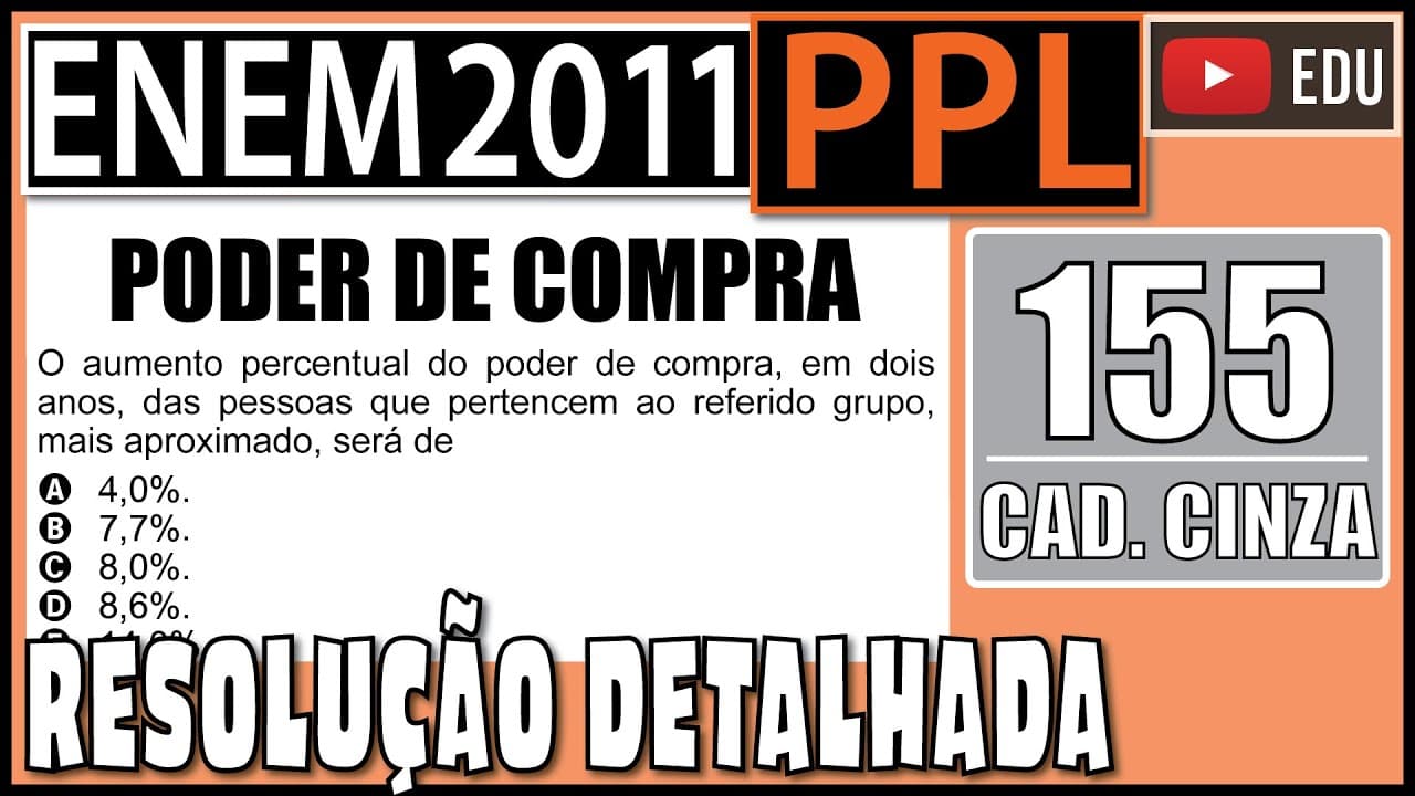 Thumbnail: [ENEM 2011 PPL] 155 📓 PORCENTAGEM A taxa de inflação é um índice que aponta, em percentuais