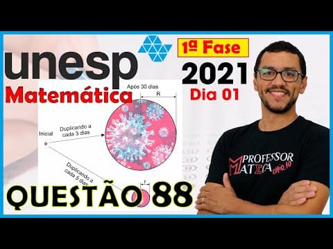 Thumbnail da aula: UNESP 2021 | Questão 88 | Resolução Matemática  dia 1| Crescimento Vírus COVID 19