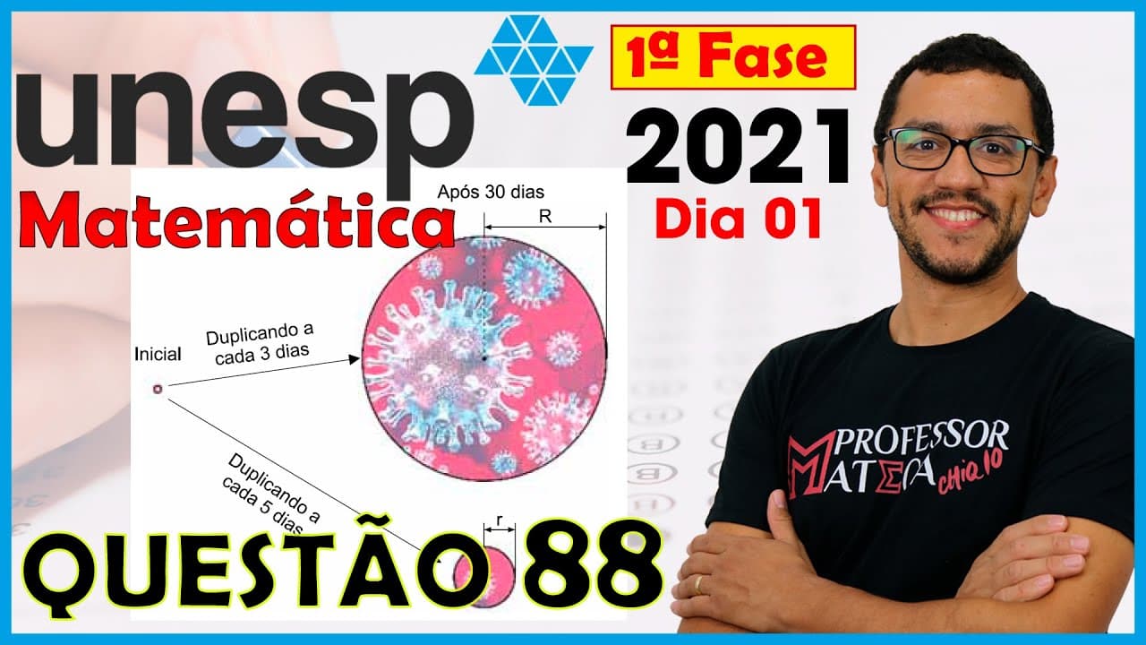 Thumbnail: UNESP 2021 | Questão 88 | Resolução Matemática  dia 1| Crescimento Vírus COVID 19