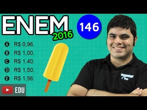 Thumbnail da aula: 👉 ENEM 2016 Matemática #11 - Porcentagem e Lucro na Venda de Picolés