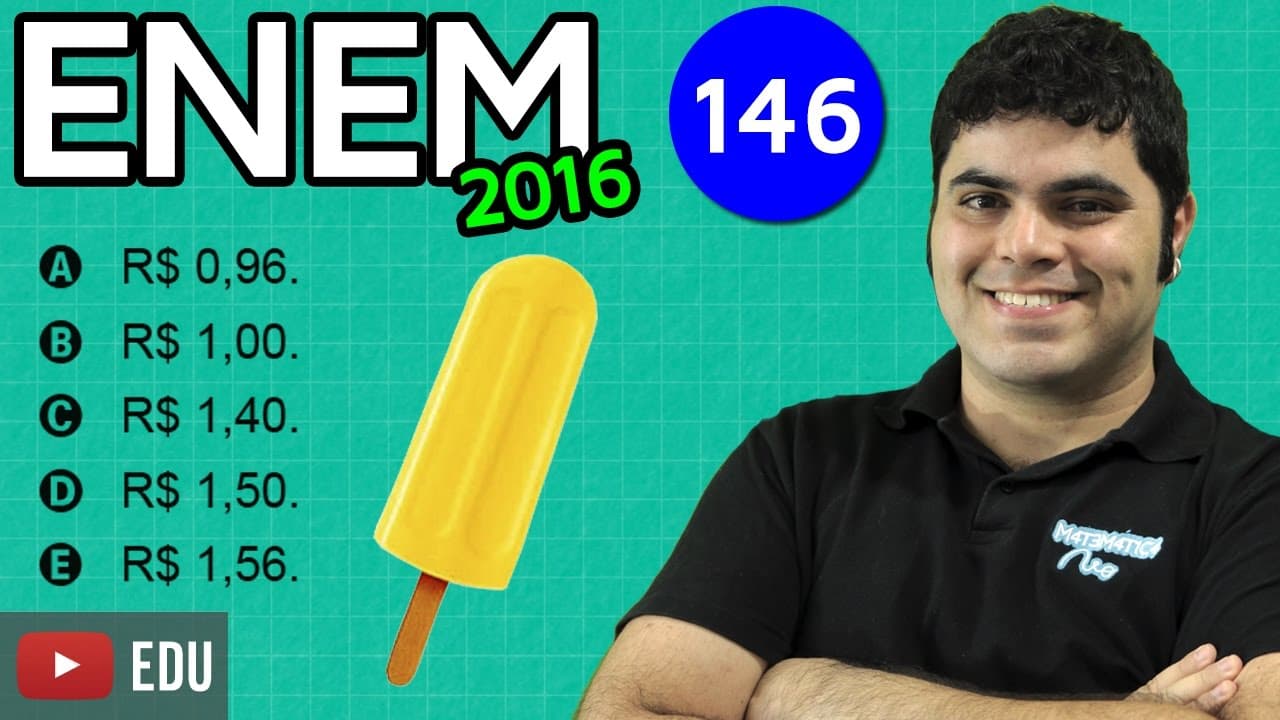 Thumbnail: 👉 ENEM 2016 Matemática #11 - Porcentagem e Lucro na Venda de Picolés