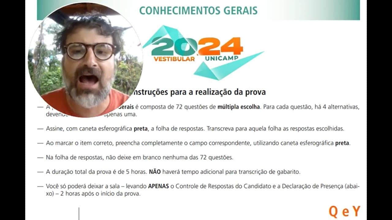 Thumbnail: Correção e Comentários - Unicamp 2024 - 1ª Fase - Q e Y.