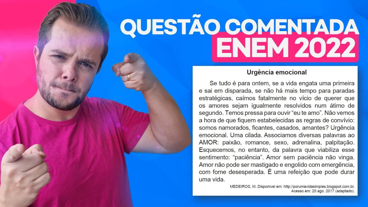Thumbnail: Questão ENEM 2022: Informalidade no Texto "Urgência Emocional"