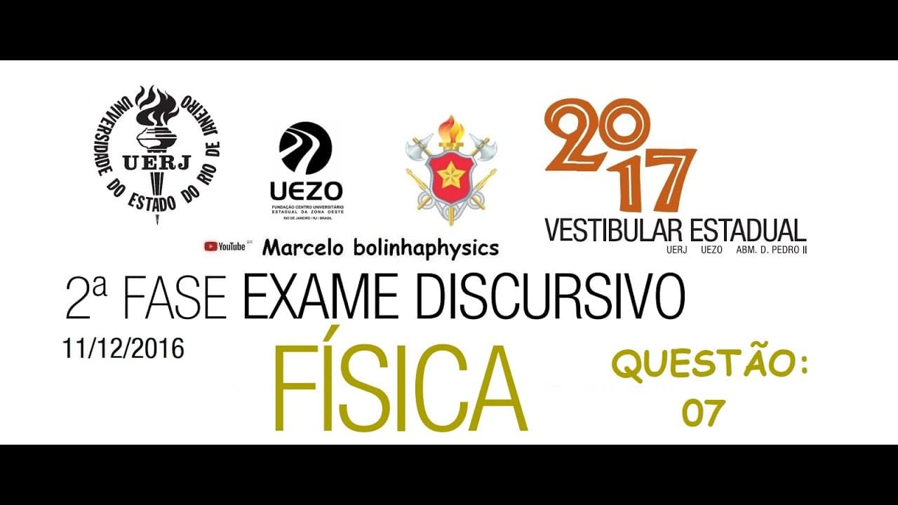 Thumbnail: Resolução da prova de FÍSICA – 2°FASE - EXAME DISCURSIVO– UERJ 2017. Questão 07.