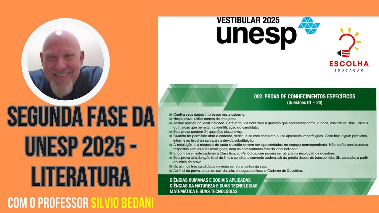 Thumbnail: Correção UNESP 2025 - 2ª fase - Língua Portuguesa