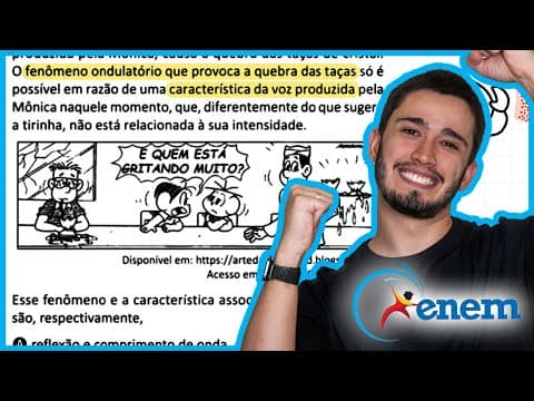 Thumbnail da aula: ENEM 2025 - A tirinha ilustra um processo físico em que uma onda sonora, produzida pela Mônica, caus