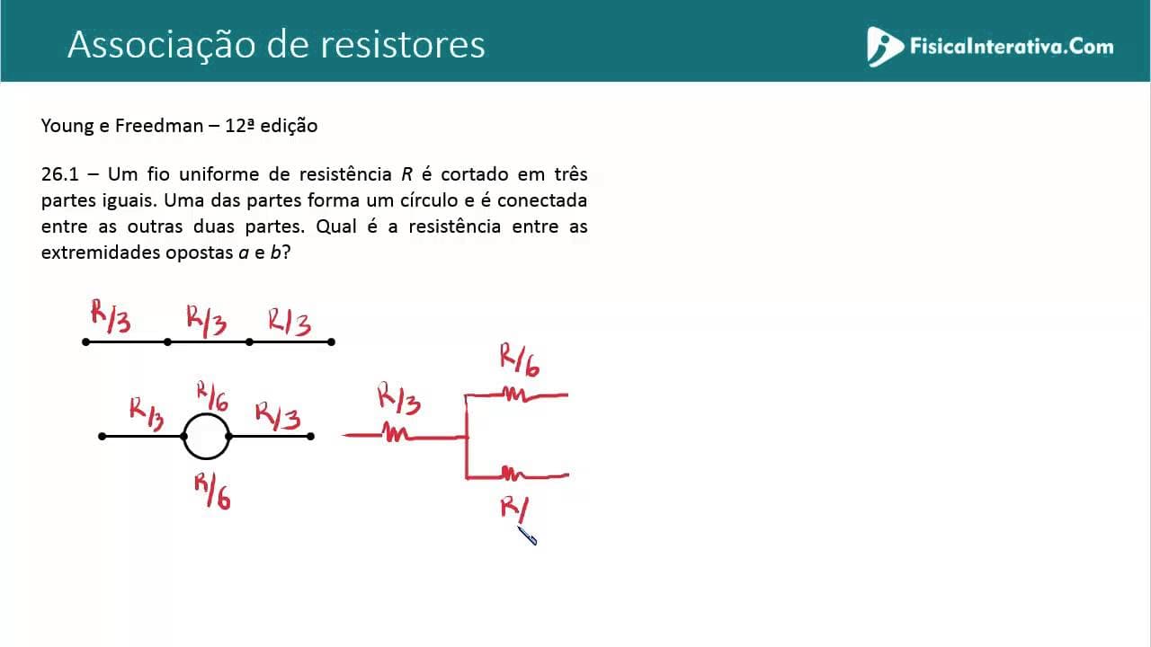 Thumbnail: Associação de resistores - Exercício resolvido 26.1 - Física para engenharia