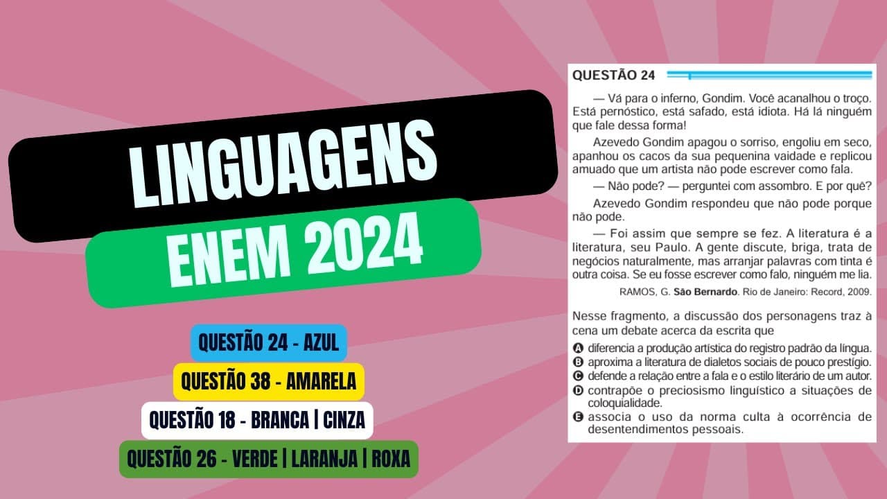Thumbnail: Resolução questão 24 (PROVA AZUL) | Linguagens ENEM 2024