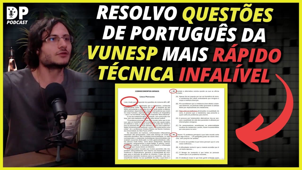 Thumbnail: COMO ACERTAR QUESTÕES DE PORTUGUÊS DA VUNESP SEM LER O TEXTO? - APROVADO RESPONDE