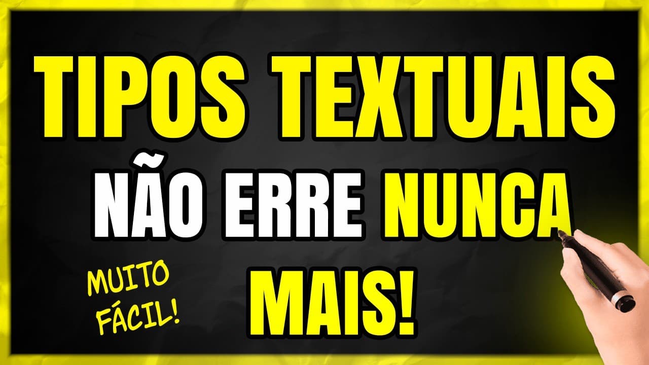 Thumbnail: TIPOS TEXTUAIS: O Guia DEFINITIVO! Aprenda TUDO sobre Tipos Textuais em Minutos!