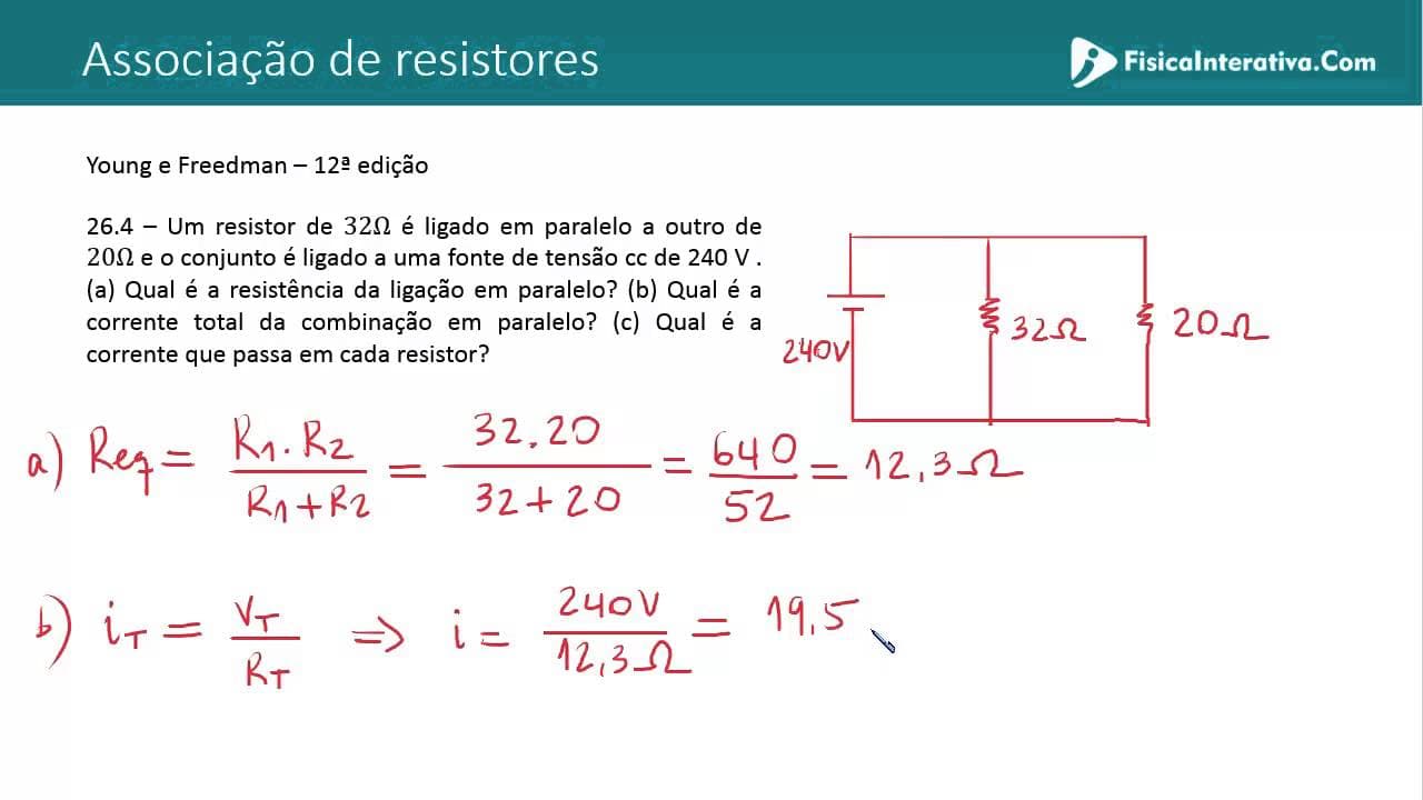 Thumbnail: Associação de resistores em paralelo - Exercício resolvido - Q26.4
