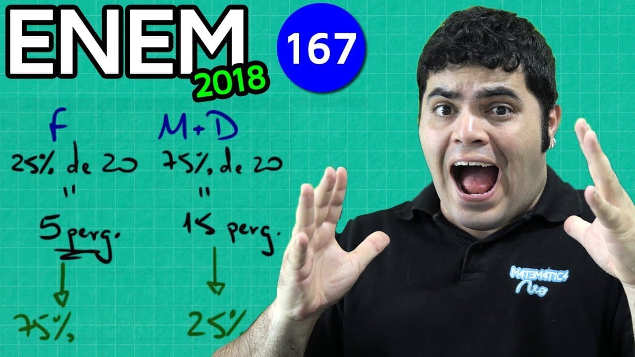 Thumbnail: 🔥 ENEM 2018 Matemática 167 👉🏻 Porcentagem e Regra de Três Simples